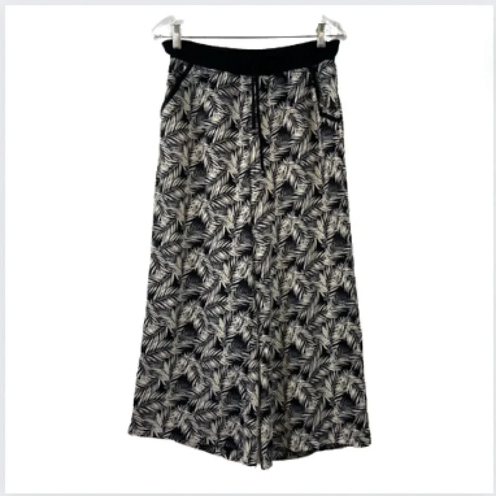 Max Studio Black White Elastic Waist Wide Leg Palazzo Pants, M